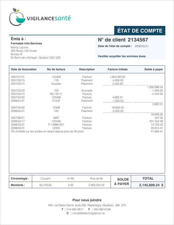 SAGE 50 | ÉTAT DE COMPTE | # M3SE06X-5