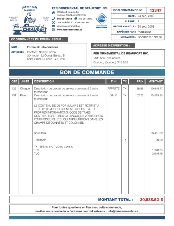 SAGE 50 | BON DE COMMANDE POUR FOURNISSEUR | # M3FA03-5