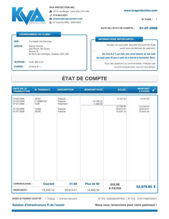 SAGE 50 | ÉTAT DE COMPTE | # M2TE01-5