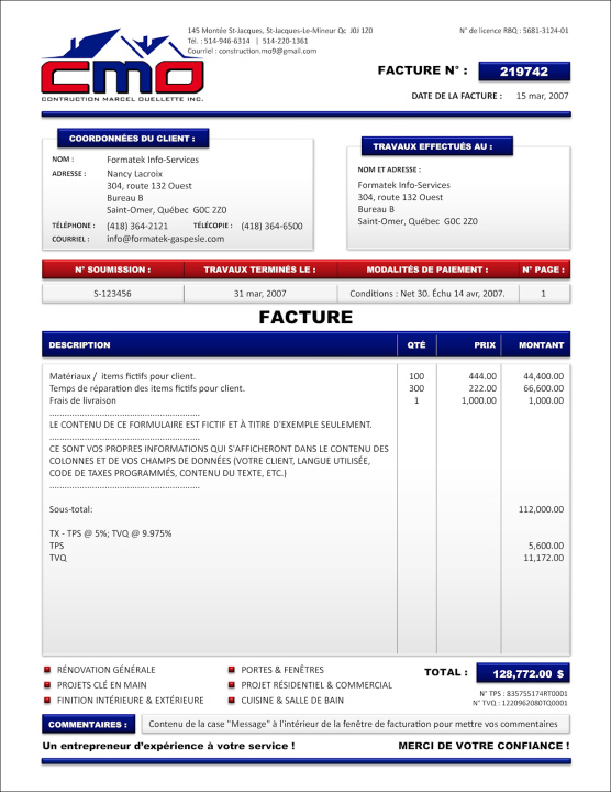SAGE 50 | FACTURE | # M1CT07-1