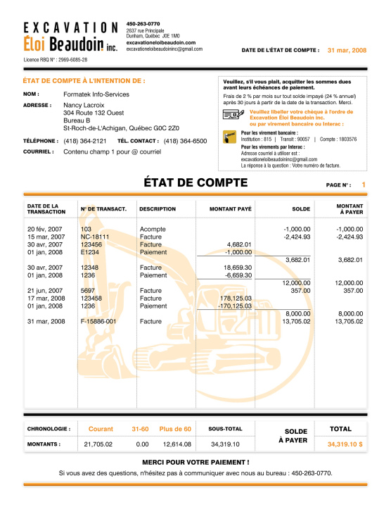 SAGE 50 | ÉTAT DE COMPTE | # M5CT02-3